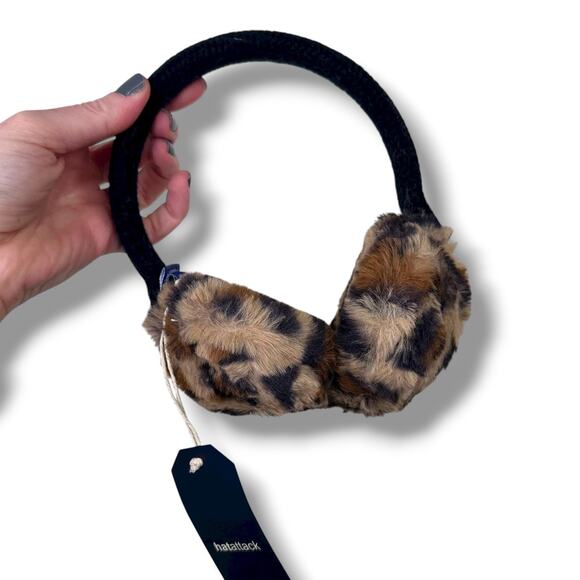 Hat Attack NWT Leopard Black Faux Fur Cozy Luxe Winter Earmuffs One Size - Picture 8 of 10